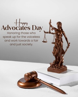 Statue of Lady Justice with gavel and books for Advocates Day