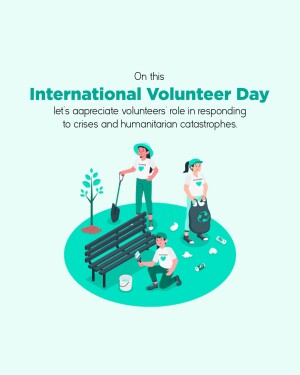 Illustration of volunteers cleaning up a park on International Volunteer Day.