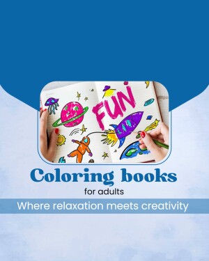 Open coloring book with colorful doodles and the text 'Coloring books for adults'