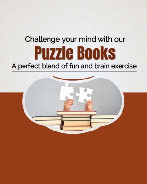 Image of puzzle books with puzzle pieces, promoting brain exercise and fun.