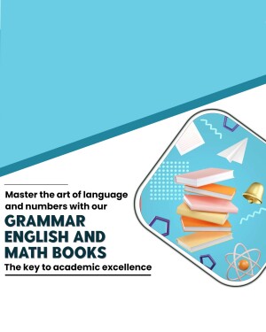 Stack of books with grammar, English and math text