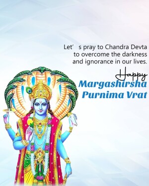 Image depicting Lord Vishnu with a message for Margashirsha Purnima Vrat