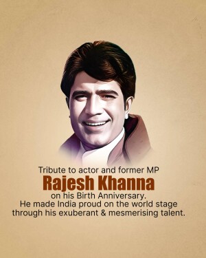 Portrait of Rajesh Khanna with tribute text