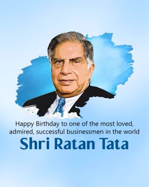Portrait of Ratan Tata with a birthday message