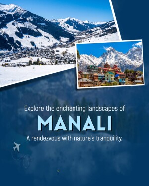 Scenic view of Manali, Himachal Pradesh, India with snow-capped mountains and picturesque landscapes.
