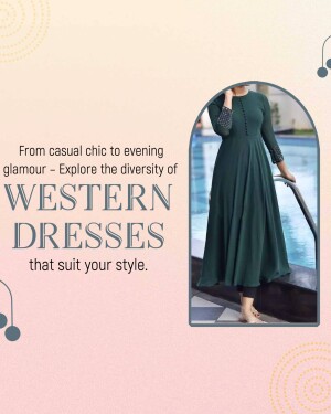 Woman wearing a dark green western dress