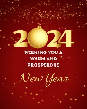 Golden 2024 New Year greeting with a sparkling ornament