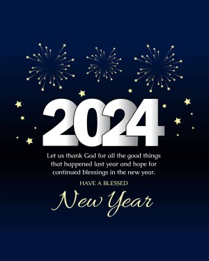 New Year 2024 celebration with fireworks and blessings