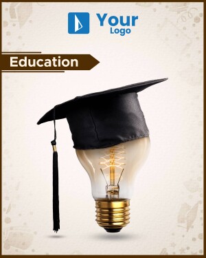 Graduation cap with a lightbulb inside representing education and bright ideas