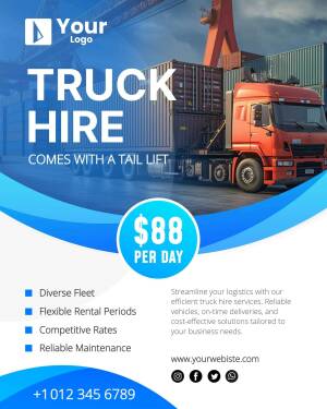 Truck Hire Advertisement Social Media Post For Pinterest