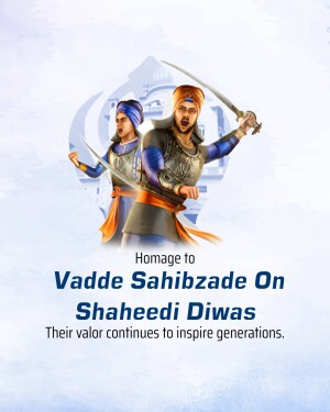 Illustration of two Sikh warriors with swords, commemorating Shaheedi Diwas