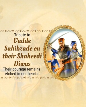 Image depicting the Sahibzade (sons of Guru Gobind Singh) with a tribute message.