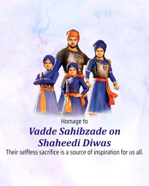 Illustration of the four Sahibzades (Sikh martyrs) with text commemorating Shaheedi Diwas.