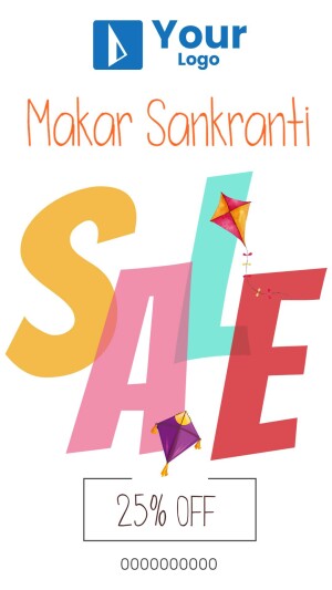 Makar Sankranti Sale advertisement with kites and discount offer