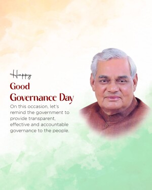 Image commemorating Good Governance Day with a portrait of Atal Bihari Vajpayee