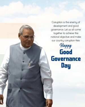 Image of Mulayam Singh Yadav with a message about Good Governance Day