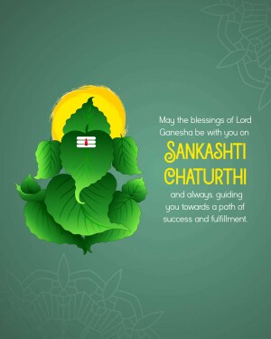 Sankashti Chaturthi greeting with Lord Ganesha made of leaves