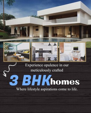 Modern 3 BHK home with pool and interior views