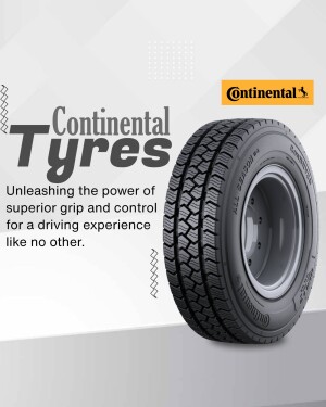 Continental Tyre with the tagline 'Unleashing the power of superior grip and control'