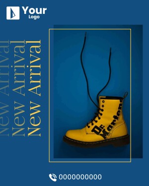 Yellow Dr. Martens boots with black laces on a blue background