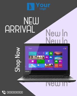 Advertisement for a new laptop with a modern design and Windows operating system.