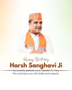 Portrait of Harsh Sanghavi with birthday greetings