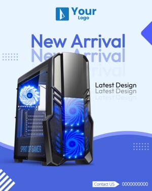 Image of a new arrival gaming PC case with blue RGB lighting.
