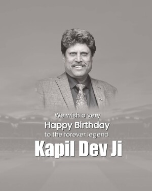Portrait of Kapil Dev with a birthday greeting