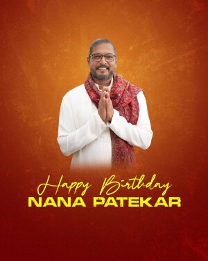 Portrait of Nana Patekar with a 'Happy Birthday' message