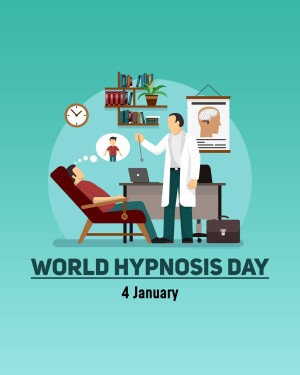 Illustration depicting a hypnosis session with a doctor and patient, celebrating World Hypnosis Day.