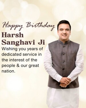 Portrait of Harsh Sanghavi Ji with birthday wishes