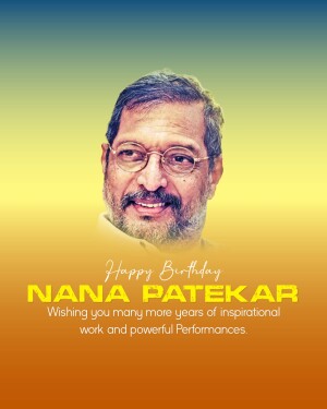 Portrait of Nana Patekar with birthday wishes