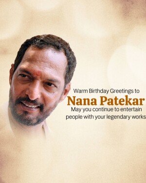 Portrait of Nana Patekar with birthday wishes