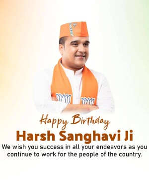 Portrait of Harsh Sanghavi with a birthday greeting