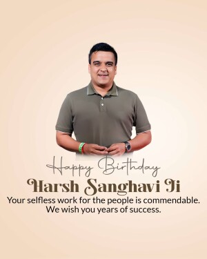 Portrait of Harsh Sanghavi with a birthday greeting