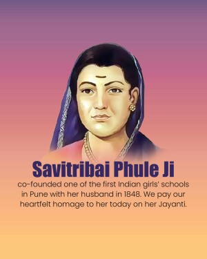 Portrait of Savitribai Phule, a social reformer and educator