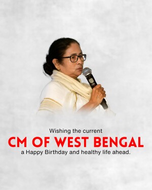 Portrait of Mamata Banerjee, Chief Minister of West Bengal, with a birthday greeting.