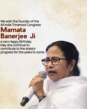 Image of Mamata Banerjee with a birthday greeting