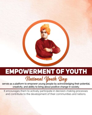 Portrait of Swami Vivekananda with National Youth Day text