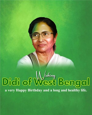 Portrait of Mamata Banerjee with birthday greetings
