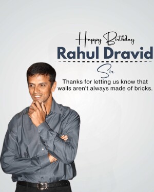 Birthday greeting for Rahul Dravid with his portrait