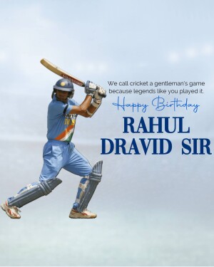 Rahul Dravid batting in a cricket match with a birthday message