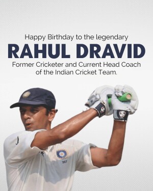 Rahul Dravid, former Indian cricketer and current head coach, in batting pose