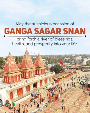 Ganga Sagar Snan festival with temple and devotees