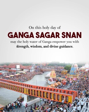Crowd of devotees at Ganga Sagar during a holy dip.