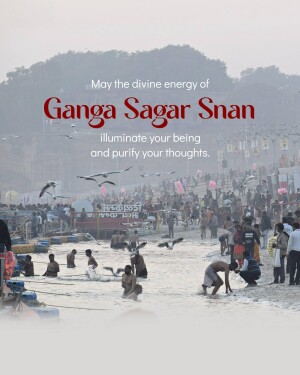 People bathing in the Ganges River at Ganga Sagar during a religious festival.