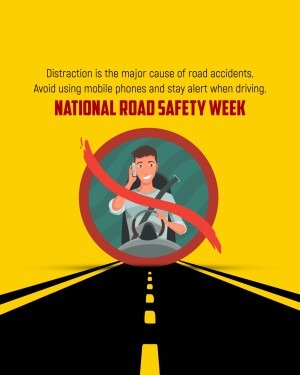 National Road Safety Week - Avoid Distracted Driving Template For Threads