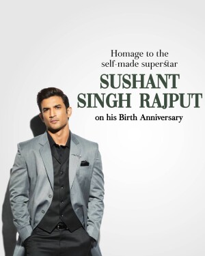 Portrait of Sushant Singh Rajput in a grey suit