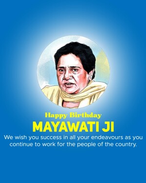 Portrait of Mayawati with birthday greetings
