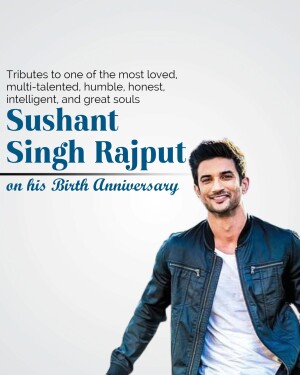 Portrait of Sushant Singh Rajput with a tribute message